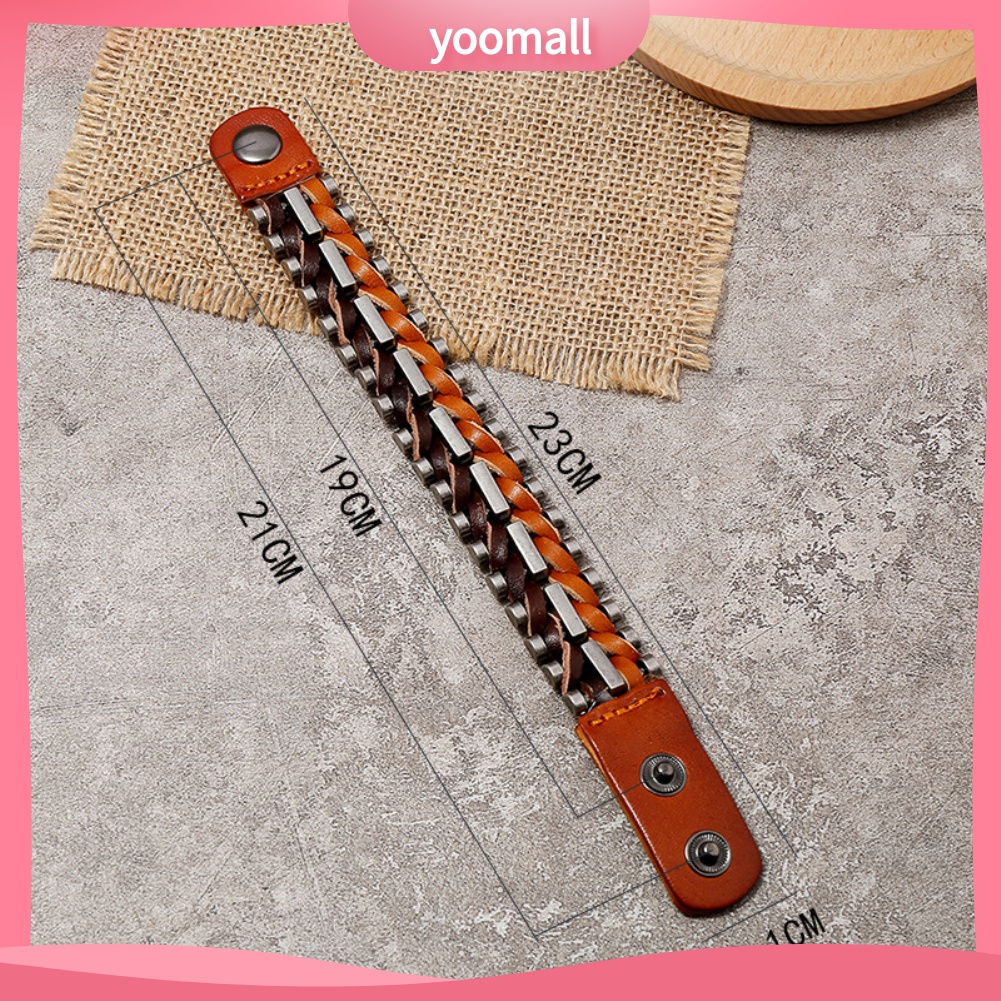 Vòng Tay Giả Da Bện Dây Điều Chỉnh Được Phong Cách Punk Cho Nam