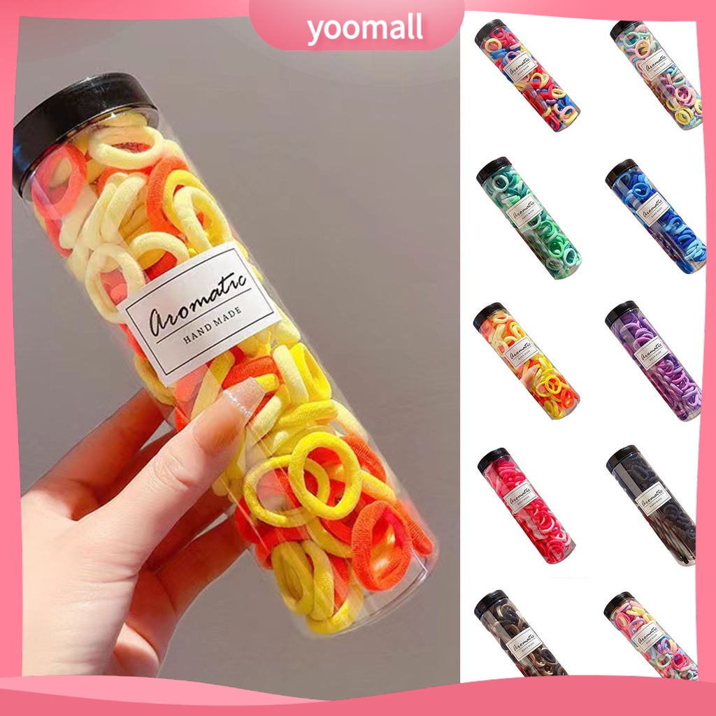 Set 100 Dây Buộc Tóc Co Giãn Chống Rơi Màu Kẹo Xinh Xắn Cho Bé Gái