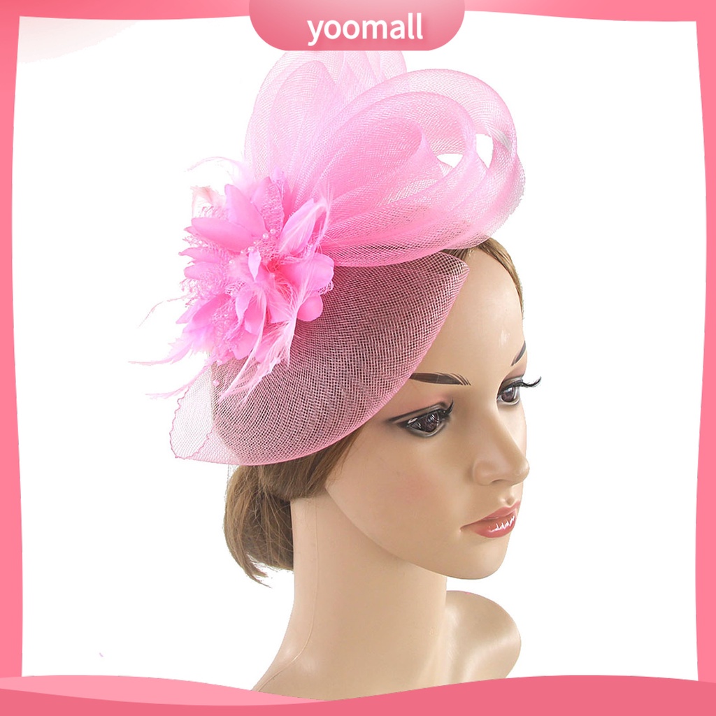 Mũ Tai Thỏ Phối Lưới Đính Lông Vũ Hóa Trang Cô Dâu