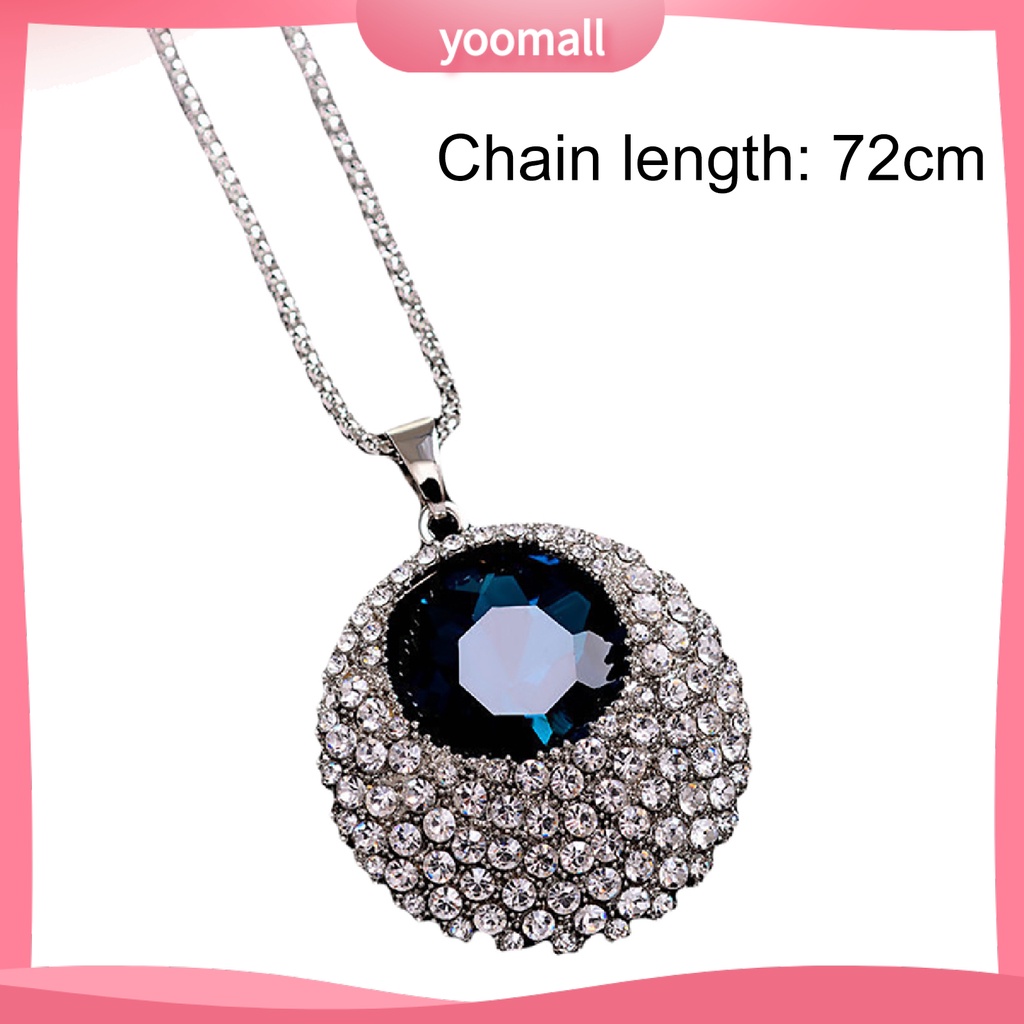 Vòng cổ Dài Mặt Tròn Đính Đá Phong Cách Cổ Điển Cho Nữ