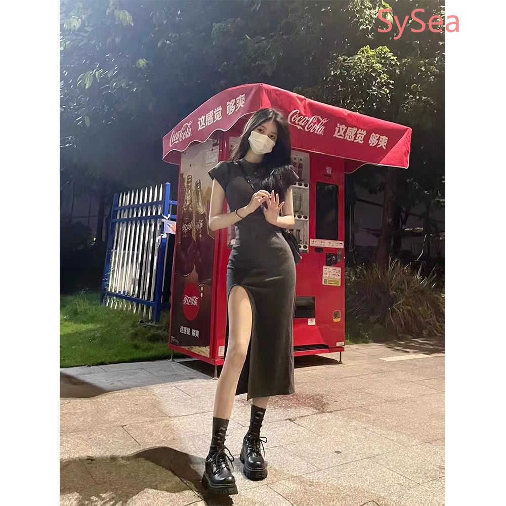 Đầm Tay Ngắn Dáng Ôm Xẻ Tà Thời Trang Mùa Hè Quyến Rũ Cho Nữ