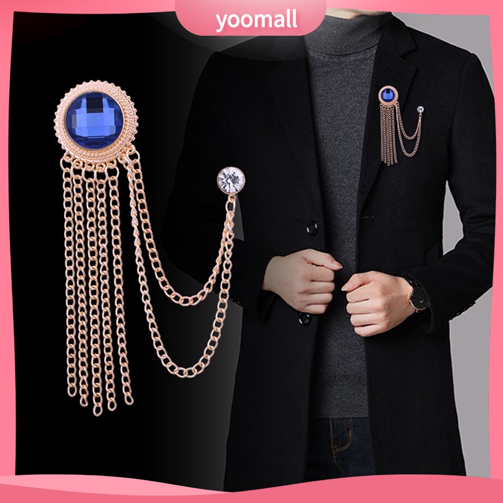 Ghim Cài Áo Dạng Chuỗi Xích Lấp Lánh Mạ Điện Lên Màu Nhanh Phong Cách Cổ Điển Cho Nam