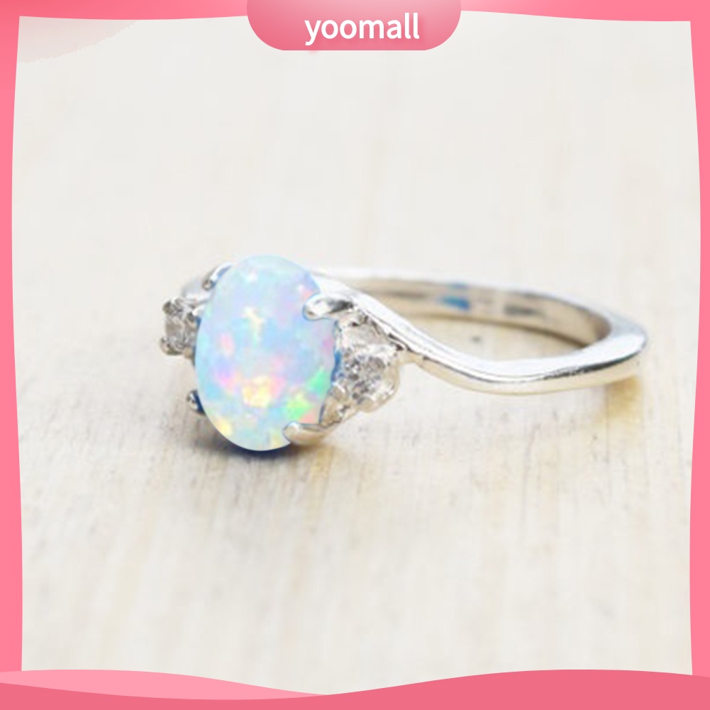 Nhẫn Đính Hôn Hợp Kim Đính Đá Opal Thanh Lịch Thời Trang Cho Nữ