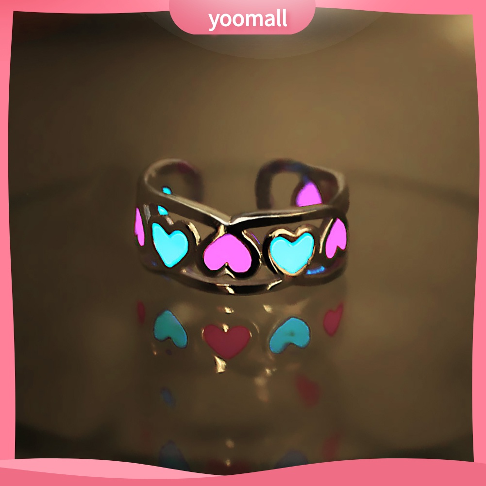 Nhẫn Hở Hình Trái Tim Phát Sáng Thời Trang Cho Nữ
