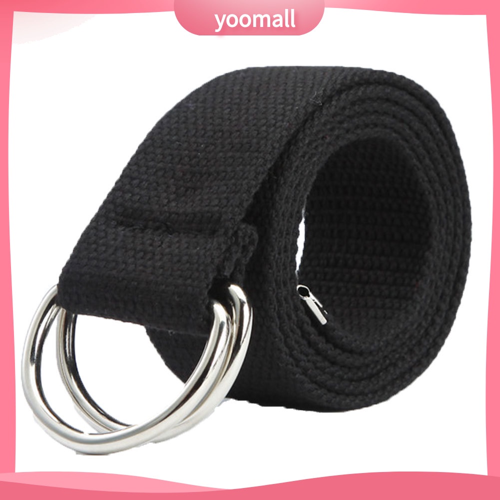 Dây Thắt Lưng Vải Canvas Hai Khóa Kim Loại Thời Trang Dành Cho Nam Nữ