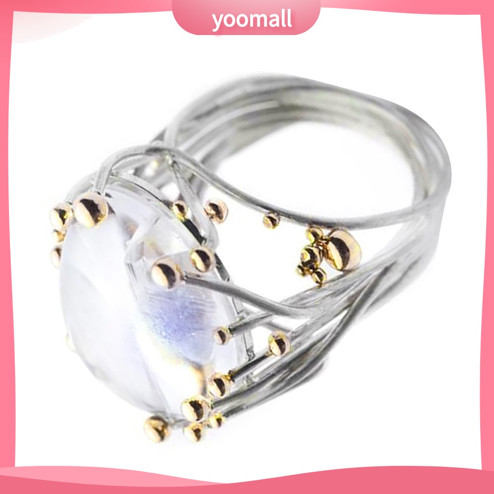 Nhẫn Đính Hôn Đính Đá Topaz Hình Oval Màu Sắc Phong Cách Vintage Dành Cho Nữ