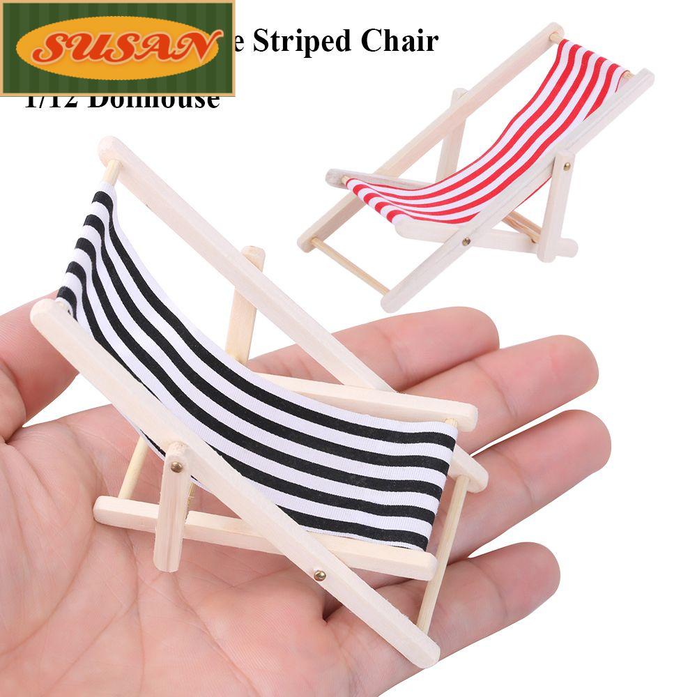 SUSANS 2pcs Dollhouse Beach Chair Kids Girl Living Room Accessories Garden Decoration Sunbathing Toy