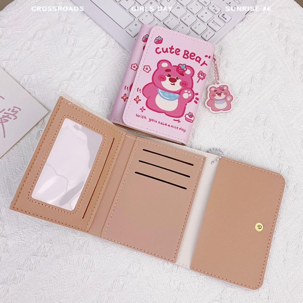 Dwayne Kuromi Ví Da PU Gập Ba Họa Tiết Dâu Tây Gấu Cinnamoroll Đáng Yêu Đựng Thẻ Ngoài Trời