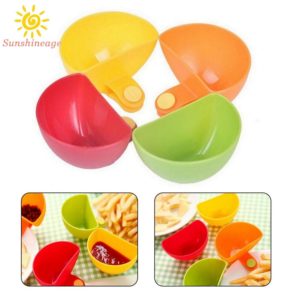 Set 4 Chén Đựng Gia Vị / Giấm Có Kẹp Tiện Dụng