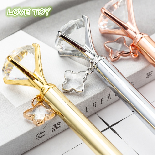 Nkodok Bút Bi Đầu Kim Cương Pha Lê Lớn Với Mặt Dây Chuyền Cỏ Bốn Lá Cho Học Sinh / Văn Phòng