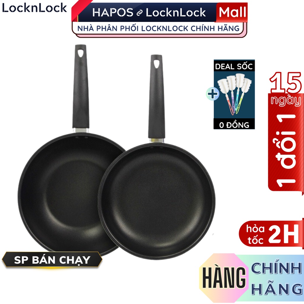 Bộ 2 chảo LocknLock chiên xào sâu lòng, chống dính LEY1243S2 không dùng cho bếp từ - DEAL SỐC 0Đ - HAPOS MALL OFFICIAL