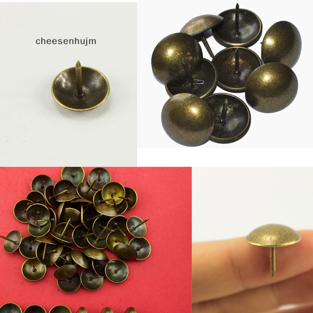 Set 100 Đinh Tán Kim Loại Mạ Đồng Dùng Để Trang Trí Nội Thất / Ghế Sofa / Cửa Ra Vào