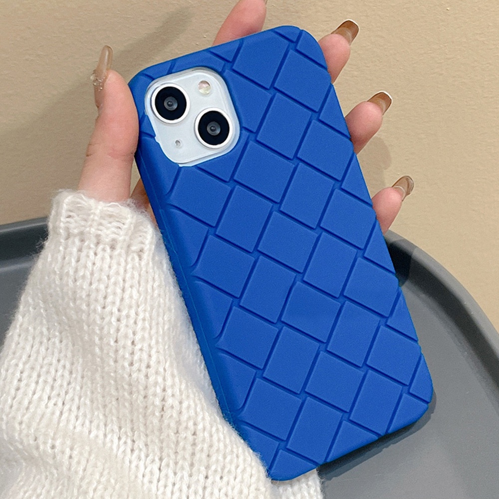 Ốp Điện Thoại TPU Mềm Màu Trơn Họa Tiết Hình Thoi Chống Trượt Cho IPhone 14 13 12 11 Pro Max X XR 8 7 Plus