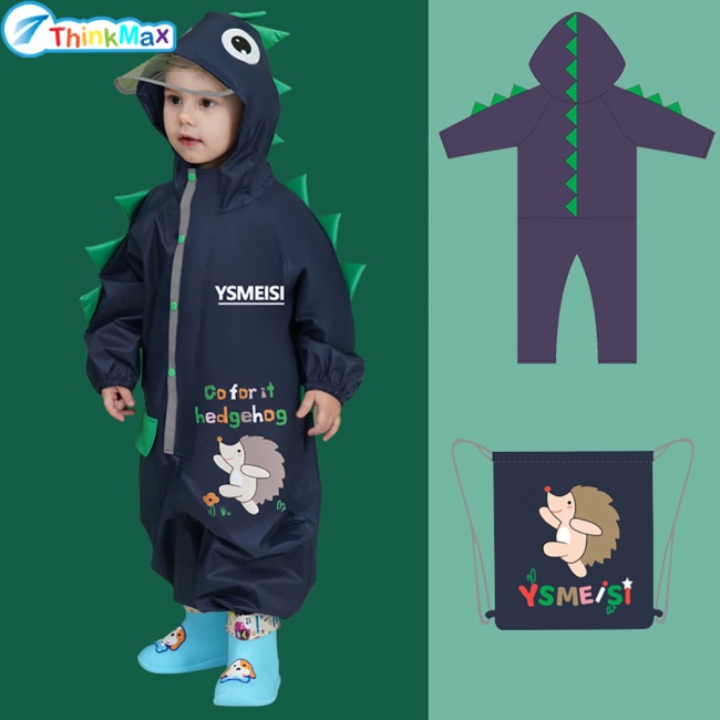 Áo Mưa Liền Thân Có Mũ Trùm Họa Tiết Hoạt Hình Phản Quang Dễ Thương Cho Bé