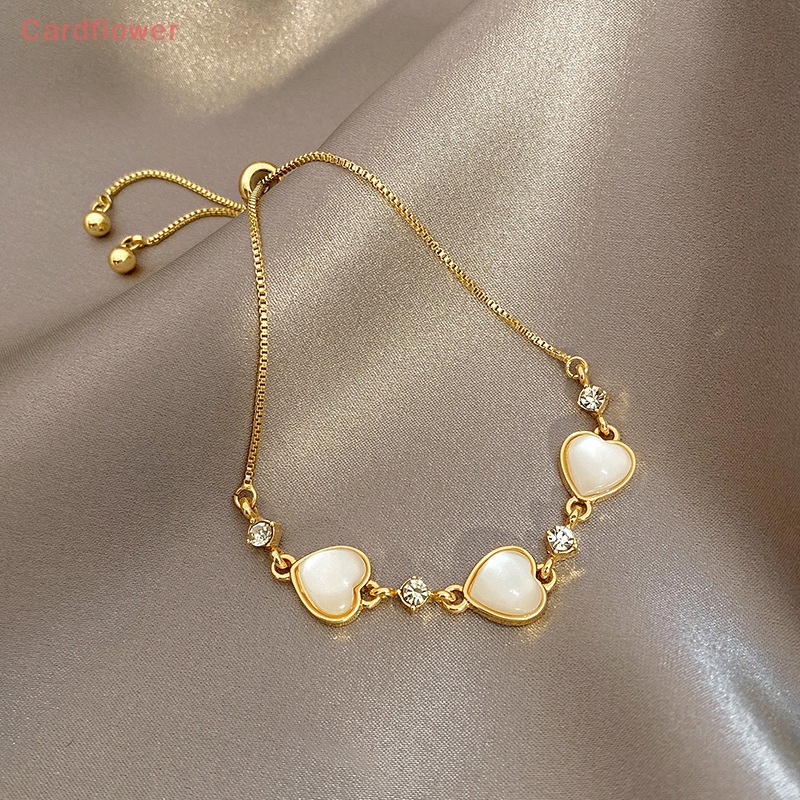 Vòng Tay Đính Đá Hình Trái Tim Lấp Lánh Phong Cách Hàn Quốc Cho Nữ Mới