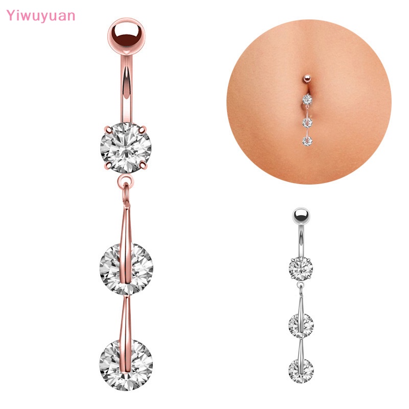 < Yiwuyuan > Khuyên Rốn Đính Đá Zircon Hình Giọt Nước Thời Trang Quyến Rũ Phụ Kiện Trang Sức Cho Nữ Mới