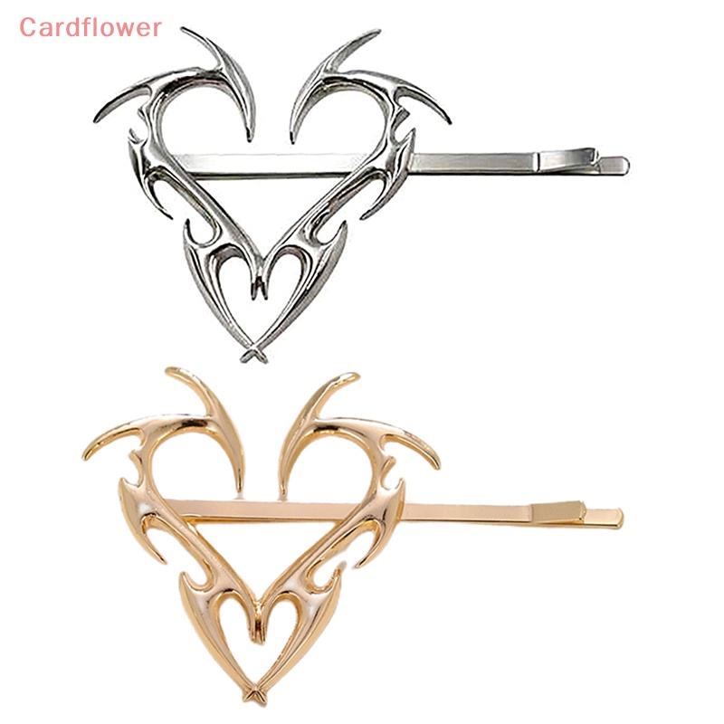 < Cardflower > Kẹp Tóc Kim Loại Hình Trái Tim Trái Tim Phong Cách Hip Hop Hàn Quốc Cá Tính Dành Cho Nữ