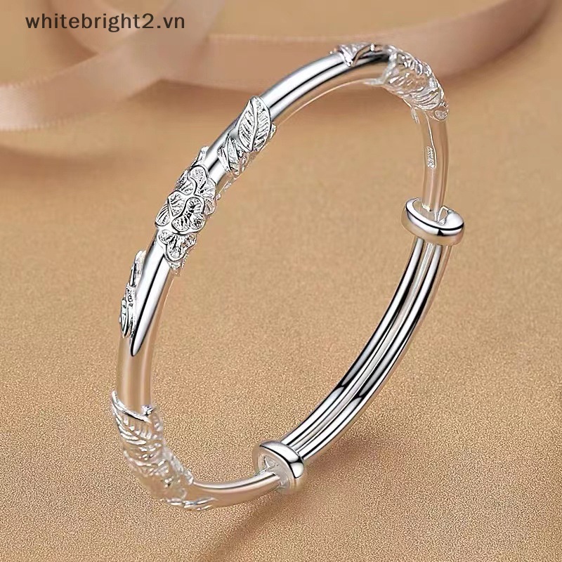 1 Vòng Đeo Tay Dạng Hở Đính Hoa Màu Bạc Thời Trang Cho Nữ