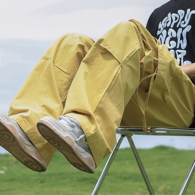 Quần Dài Ống Rộng Phong Cách Retro Đường Phố Mỹ Cá Tính Cho Nam Nữ