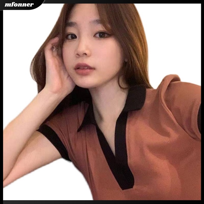 Áo Thun Tay Ngắn Cổ Chữ V Màu Sắc Thanh Lịch Dành Cho Nữ