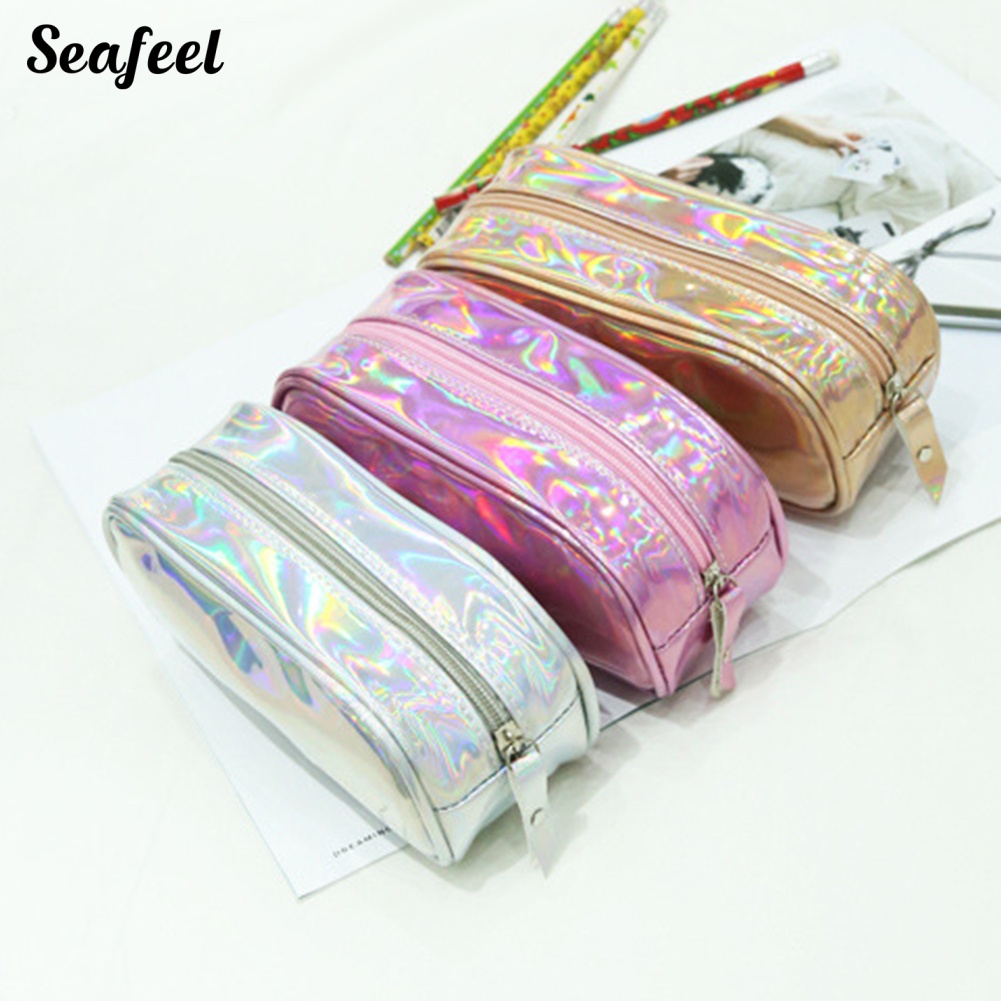 Túi Đựng Mỹ Phẩm Màu Laser Có Khóa Kéo Cho Nữ