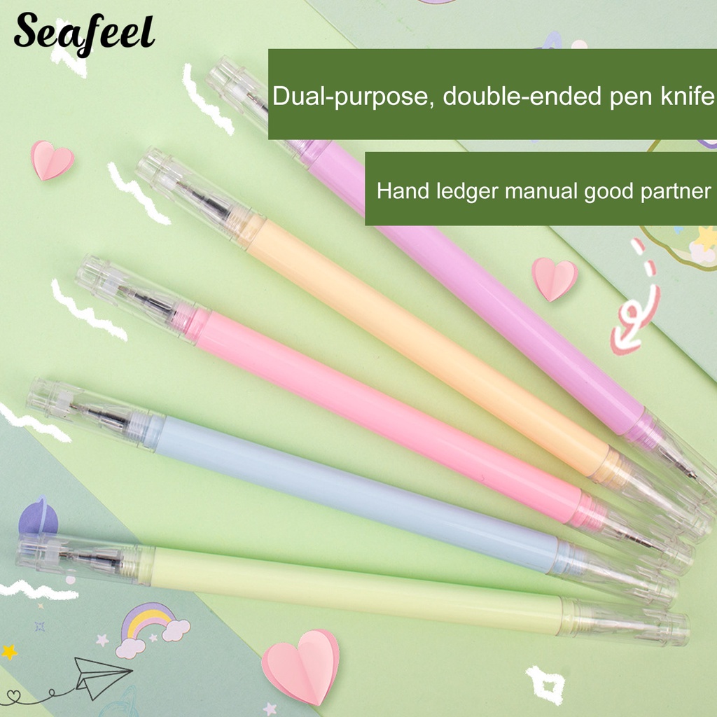 Set 2 Bút Cắt Giấy Hai Đầu Ngòi 0.5mm Bằng Thép Vonfram Tự Làm Sổ Tay / Giấy Thủ Công Cho Học Sinh