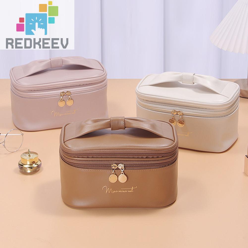 Túi Đựng Mỹ Phẩm Hai Lớp Thắt Nơ Xinh Xắn Cho Nữ