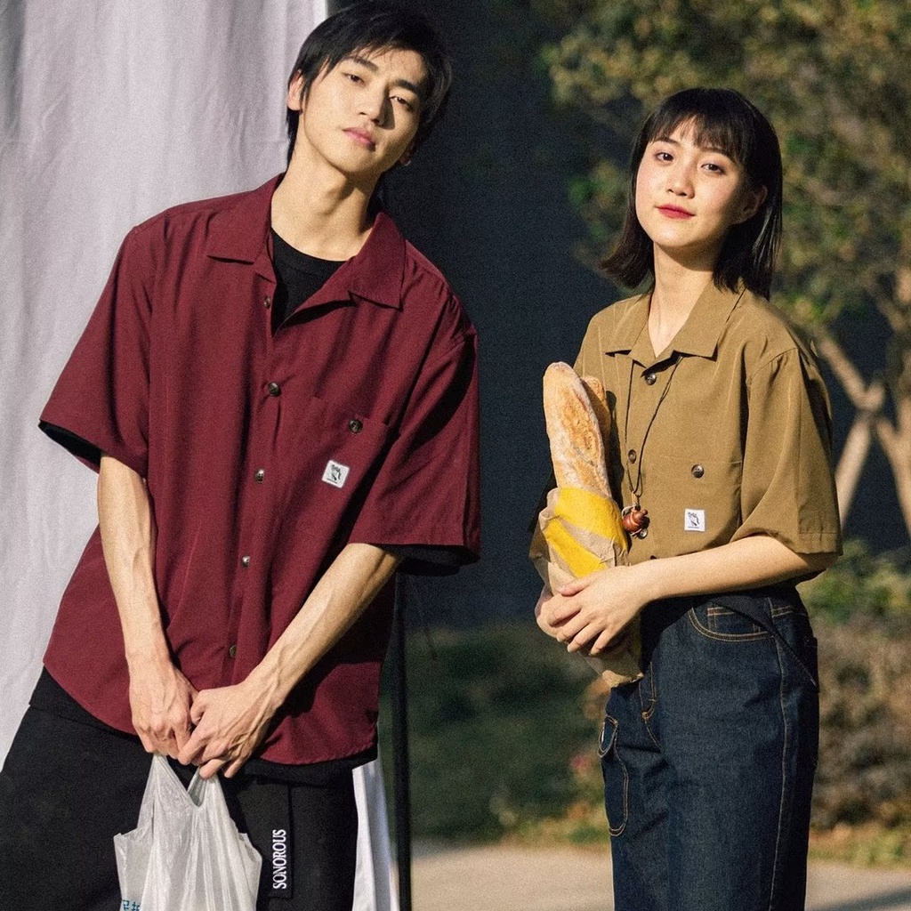 Áo Sơ Mi Nam Cơ Bản Màu Sắc Đơn Giản Phong Cách Hàn Quốc, Cảm Giác Nhẹ Nhàng Tay Ngắn Rộng Rãi Thời Trang Mới Cho Cả Nam Và Nữ