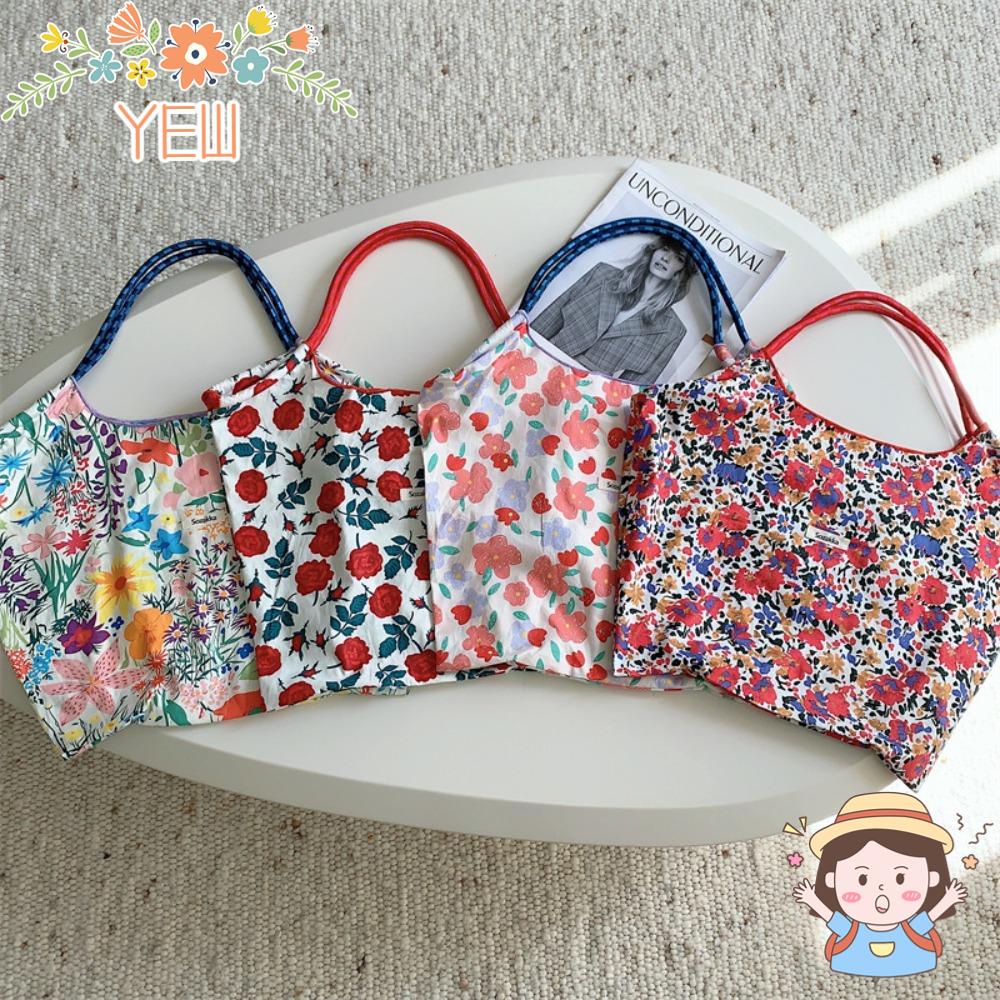 Túi Xách Vải Cotton Canvas In Hoa Sức Chứa Lớn Thời Trang Có Thể Tái Sử Dụng Cho Học Sinh