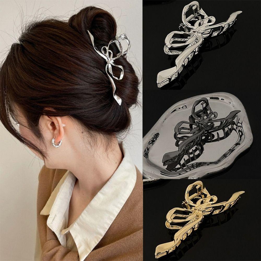 Kẹp Tóc Nơ Ruy Băng Sang Trọng Tạo Kiểu Tóc Cá Tính Bằng Hợp Kim Cho Nữ