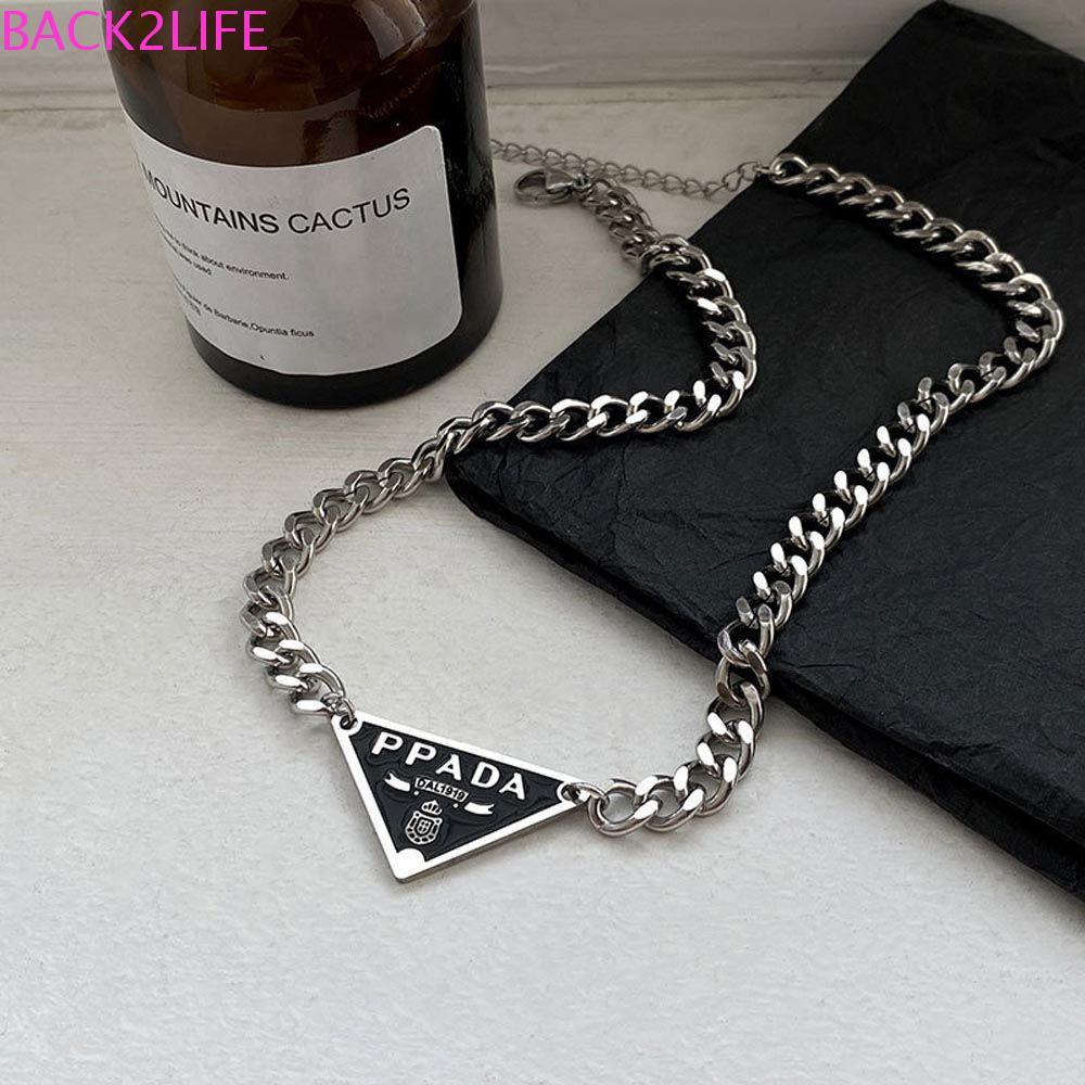 Dây Chuyền Thép Titan Mặt Chữ BACK2LIFE Kiểu Vintage Hàn Quốc Thanh Lịch Cho Nữ