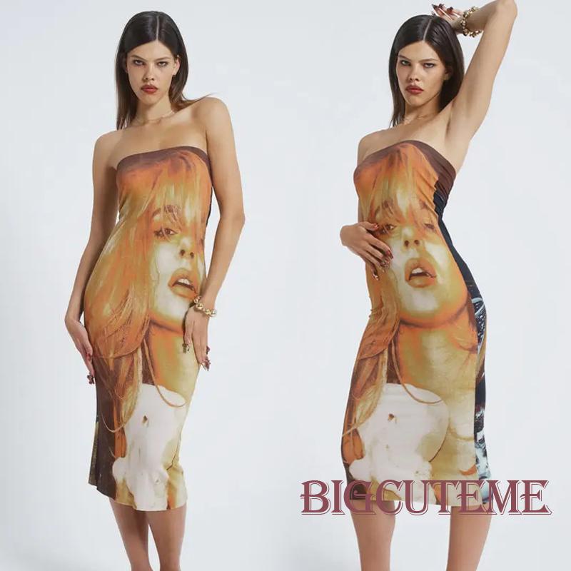 Đầm Midi Cổ Thuyền Hở Lưng In Họa Tiết Thời Trang Mùa Hè Quyến Rũ Cho Nữ
