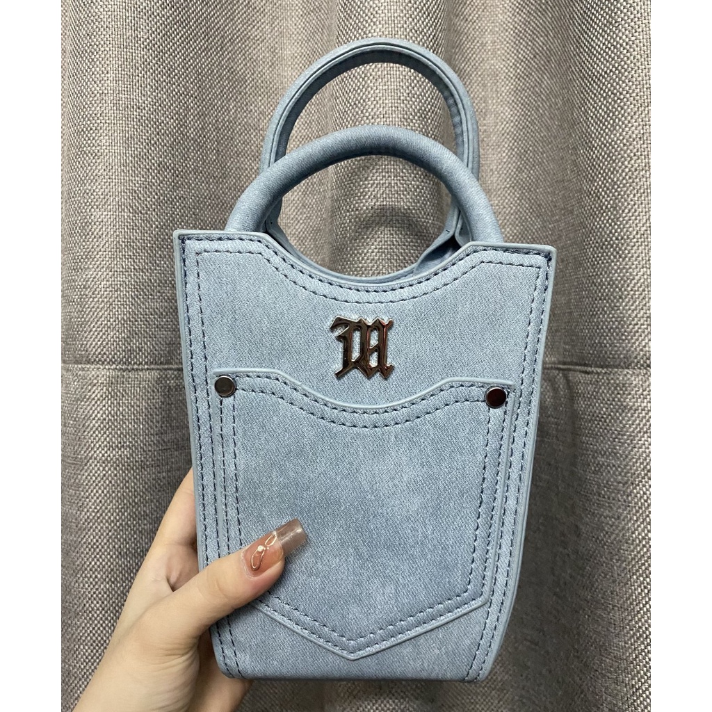 Túi dáng trụ xanh hàng fullbox túi giấy -hàng mới về size 19cm Tặng mạt nạ