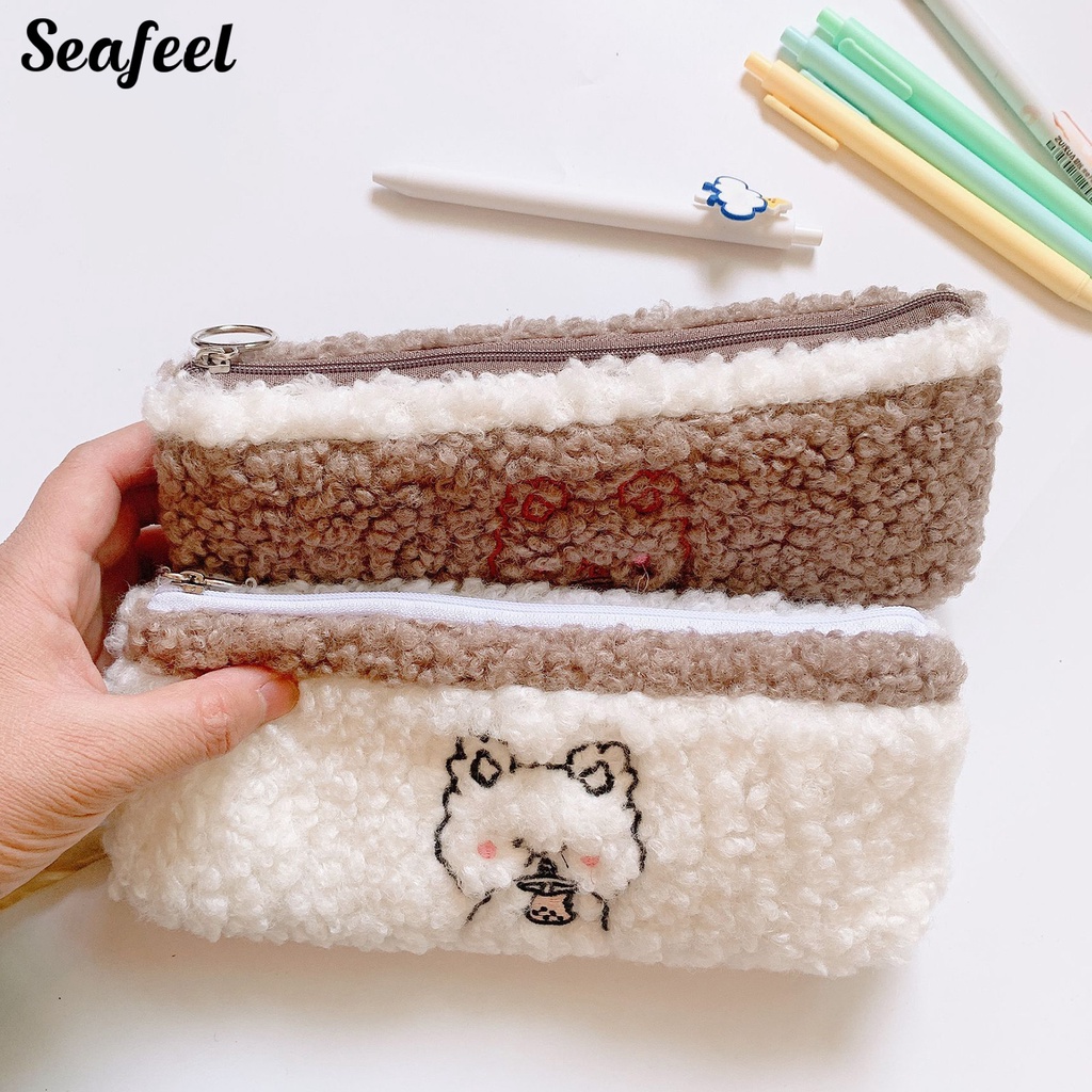 Túi Đựng Bút Chì Sức Chứa Lớn Có Khóa Kéo Hình Gấu Dễ Thương Tiết Kiệm Không Gian