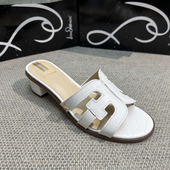 Sam Edelman Dép Cao Gót Bằng Da Bò Đế Dày Đục Lỗ Màu Kẹo Đơn Giản Mùa Hè Mới Cho Nữ