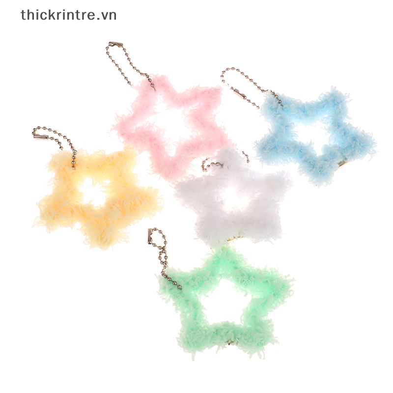 Kẹp Tóc Hình Ngôi Sao Năm Cánh Phối Lông Màu Kẹo Ngọt Y2k