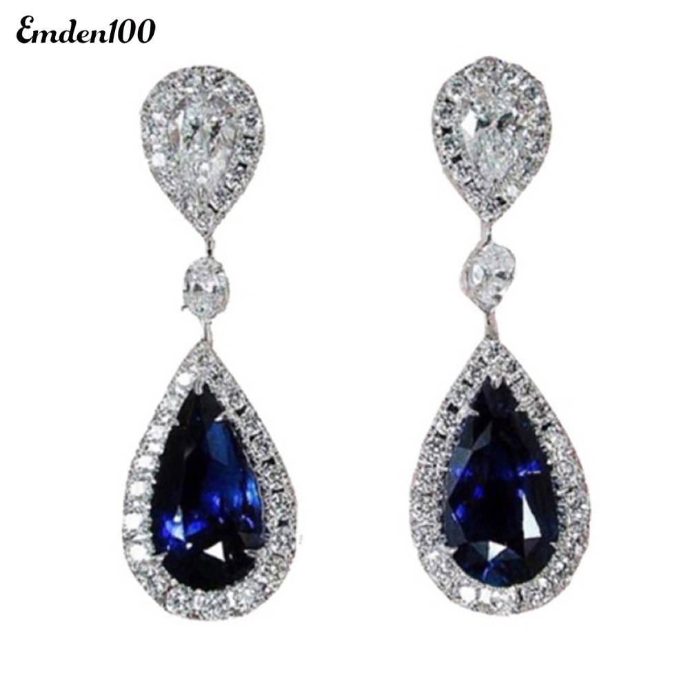 Đôi Khuyên Tai Giọt Nước Đính Đá Thời Trang Cho Nữ