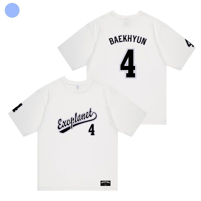 Áo Thun cotton Tay Ngắn Cổ Tròn In Hình kpop exo Màu Trắng Thời Trang Unisex