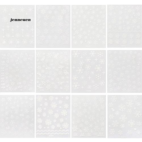 Set 12 Tấm Hình Dán Họa Tiết Bông Tuyết 3D Trang Trí Móng Nghệ Thuật DIY