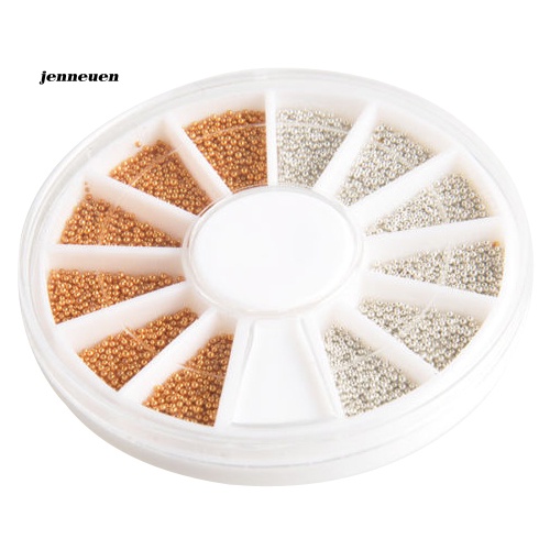 Set 1200 Phụ Kiện Trang Trí Móng Tay 3D Màu Vàng / Bạc Lấp Lánh