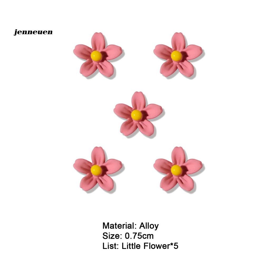 Bộ 5 Phụ Kiện Trang Trí Móng Tay Hình Hoa 3D Bằng Hợp Kim Dành Cho Nữ