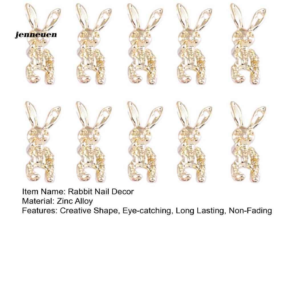 Bộ 10 Phụ Kiện Trang Trí Móng Tay Hình Thỏ Kinh Dị Bằng Hợp Kim Kẽm Chống Phai