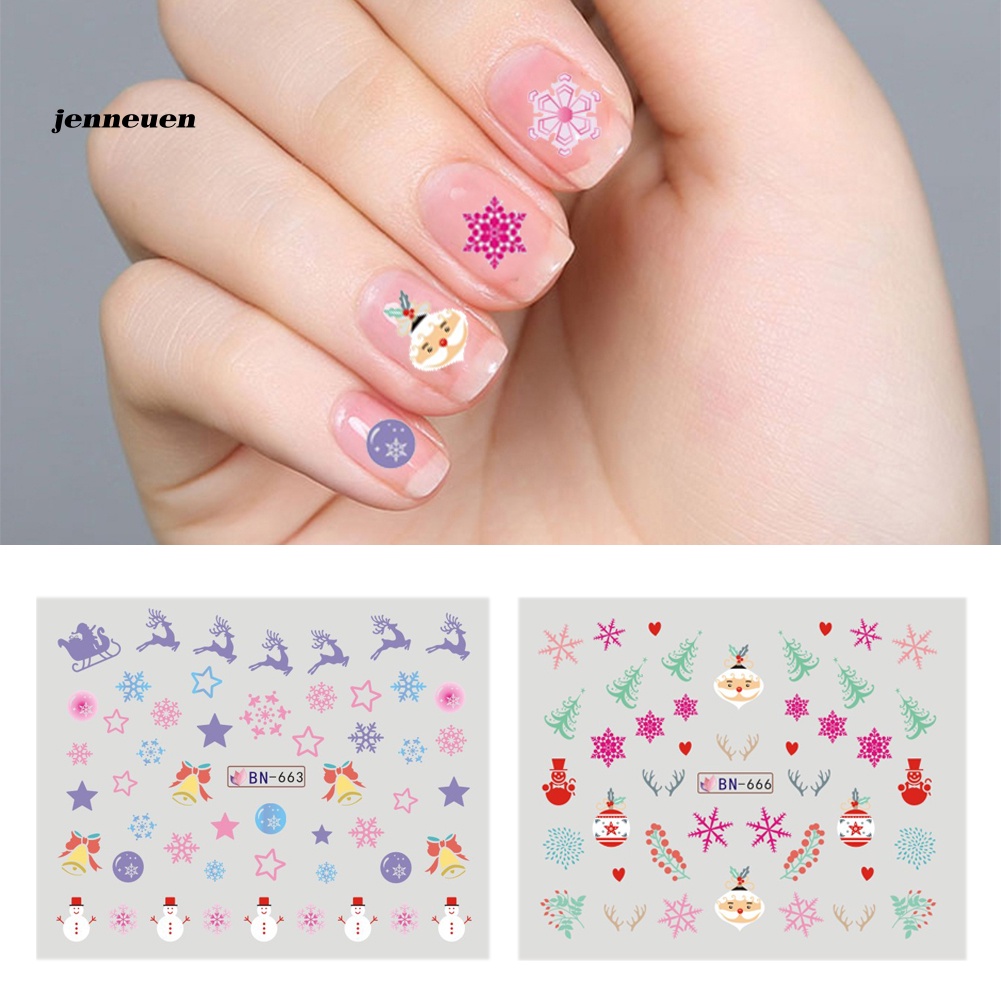 Set 12 Tờ Miếng Dán Hình Bông Tuyết Trang Trí Móng Nghệ Thuật DIY