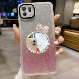 Ốp lưng OPPO A16E A16K dành cho nữ gradient lấp lánh chống rơi ống kính bảo vệ toàn diện có gương trang điểm
