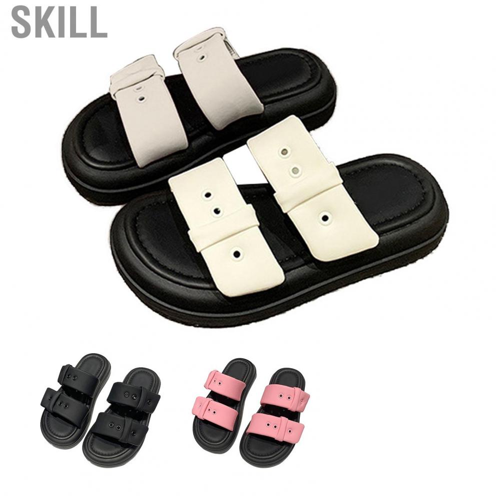 Skill Thick Sole Sandals  Women Platform Slides Trendy Soft PU Rubber for Indoor
