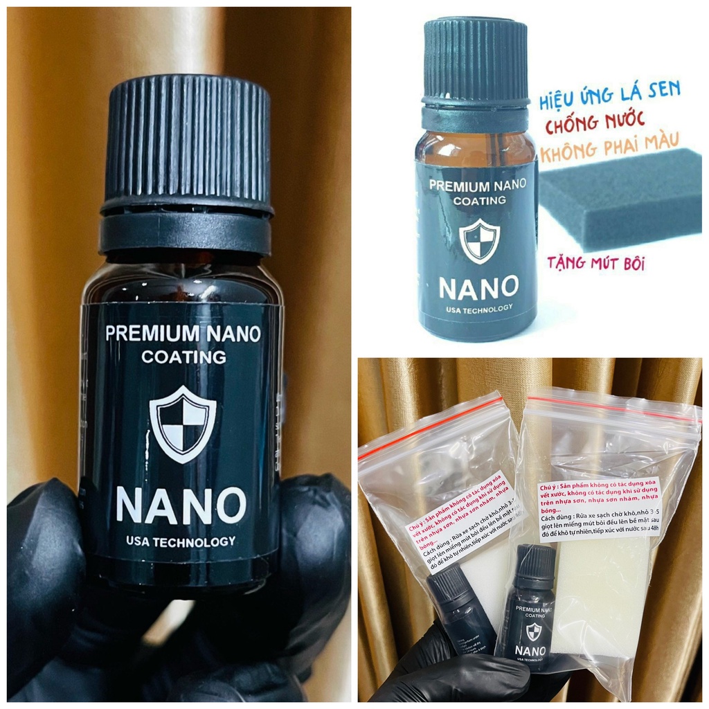 Phục hồi nhựa nhám NANO USA 10ml Xe Máy Oto - đen nhựa nhám, hiệu ứng cánh sen, không trôi, không phai màu