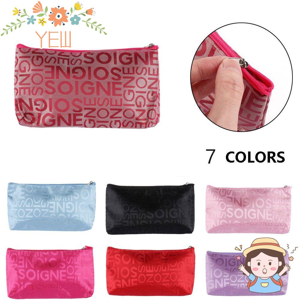 Túi Đựng Mỹ Phẩm Có Khóa Kéo In Chữ Thời Trang Tiện Dụng