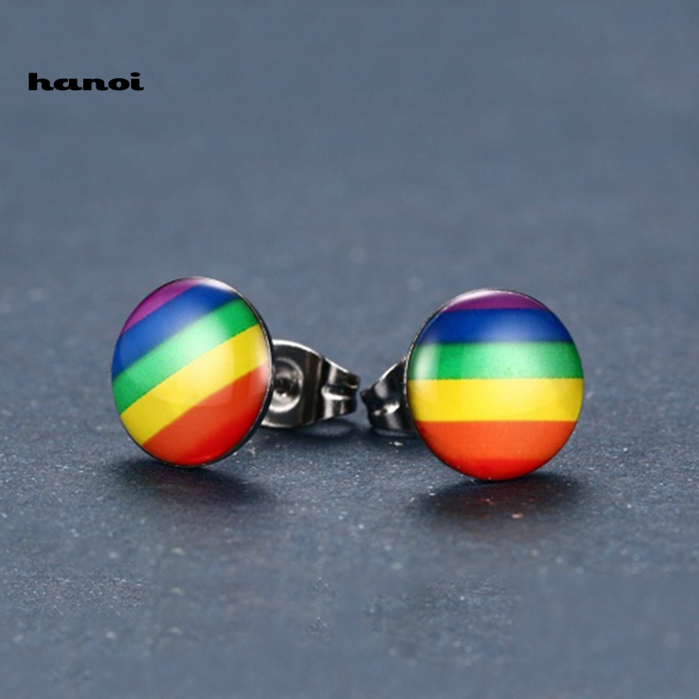 Khuyên Tai Tròn Màu Sắc Cầu Vồng Thời Trang Cá Tính Dành Cho Nữ