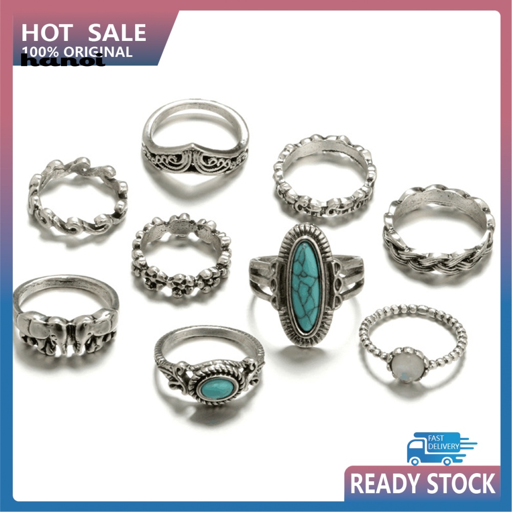Set 9 Nhẫn Thời Trang Phong Cách Boho Cho Nữ
