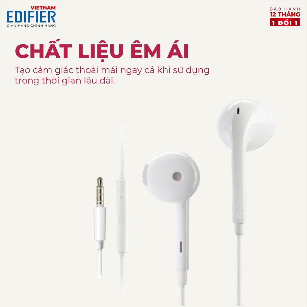 Tai nghe nhét tai có dây EDIFIER P180 PLUS | Chân cắm 3.5mm/ Chân TypeC | Chất liệu TPE | Dài 1.3m |  Bảo hành 12 tháng